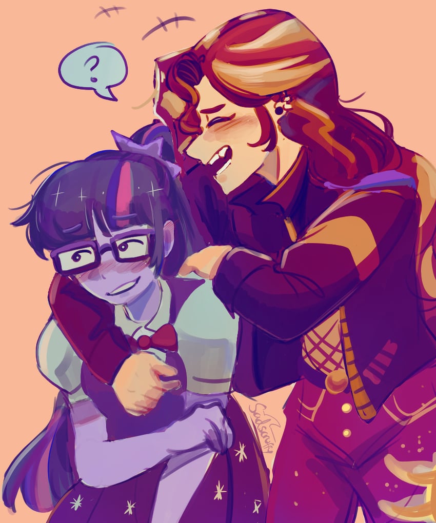 twilight sparkle, sunset shimmer, and sci-twi (my little pony and 2 more) drawn by sadscruffy