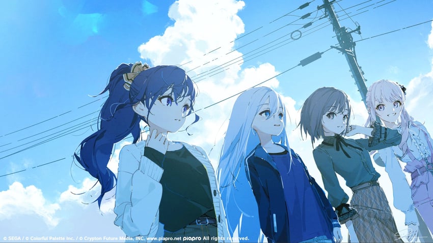 asahina mafuyu, shinonome ena, akiyama mizuki, and yoisaki kanade (project sekai) drawn by oekaki_taro