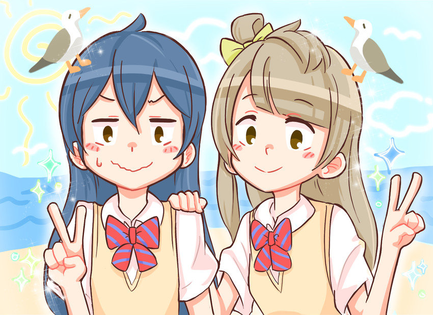 sonoda umi and minami kotori (love live! and 1 more) drawn by friedbun