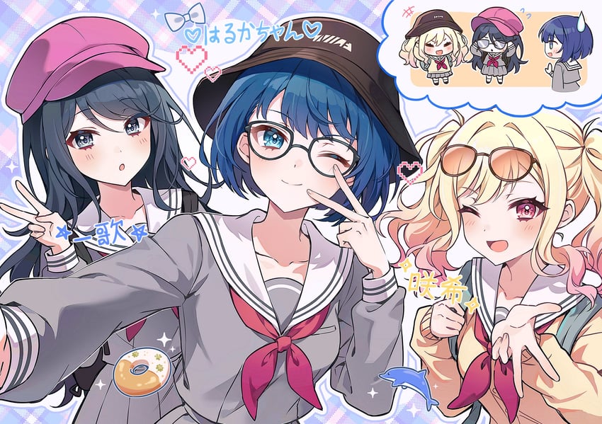 tenma saki, kiritani haruka, and hoshino ichika (project sekai) drawn by kheng_(k_heng1223)