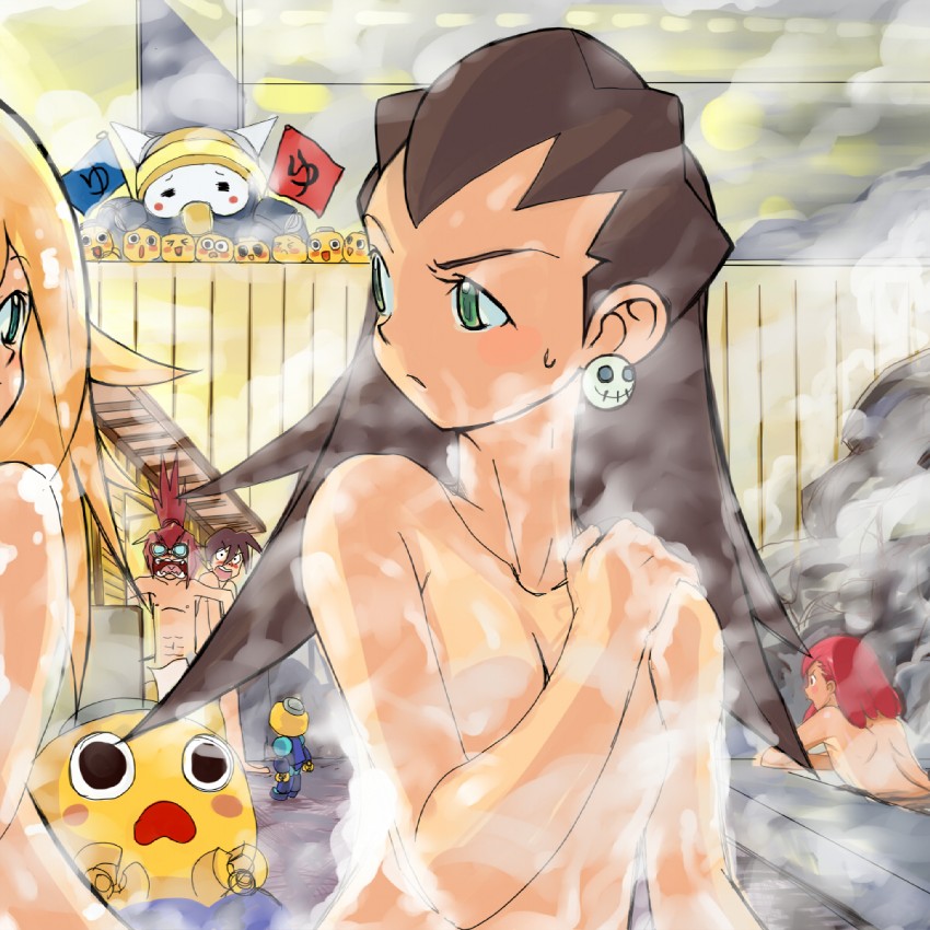 tron bonne, roll caskett, servbot, mega man volnutt, aero, and 2 more (mega man and 2 more) drawn by vol.1.3