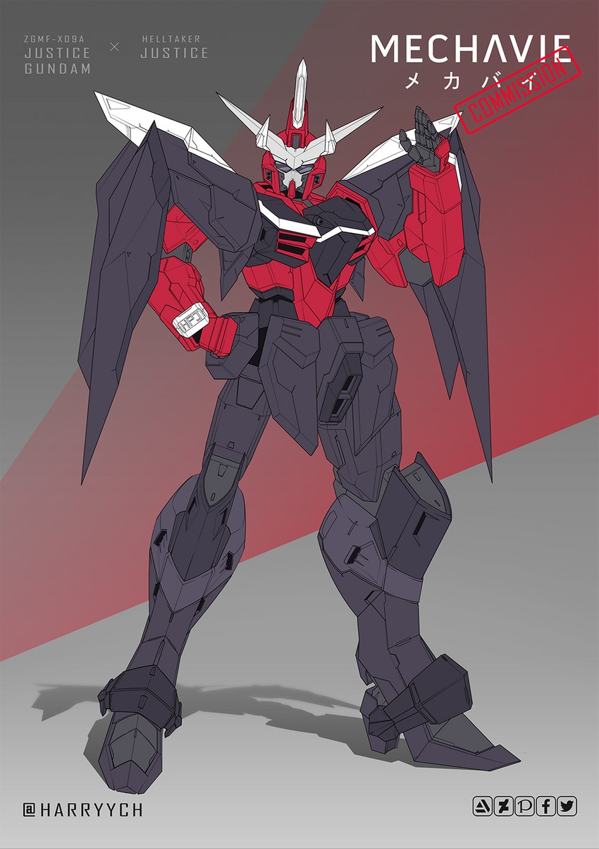 justice and justice gundam (gundam and 2 more) drawn by harryych