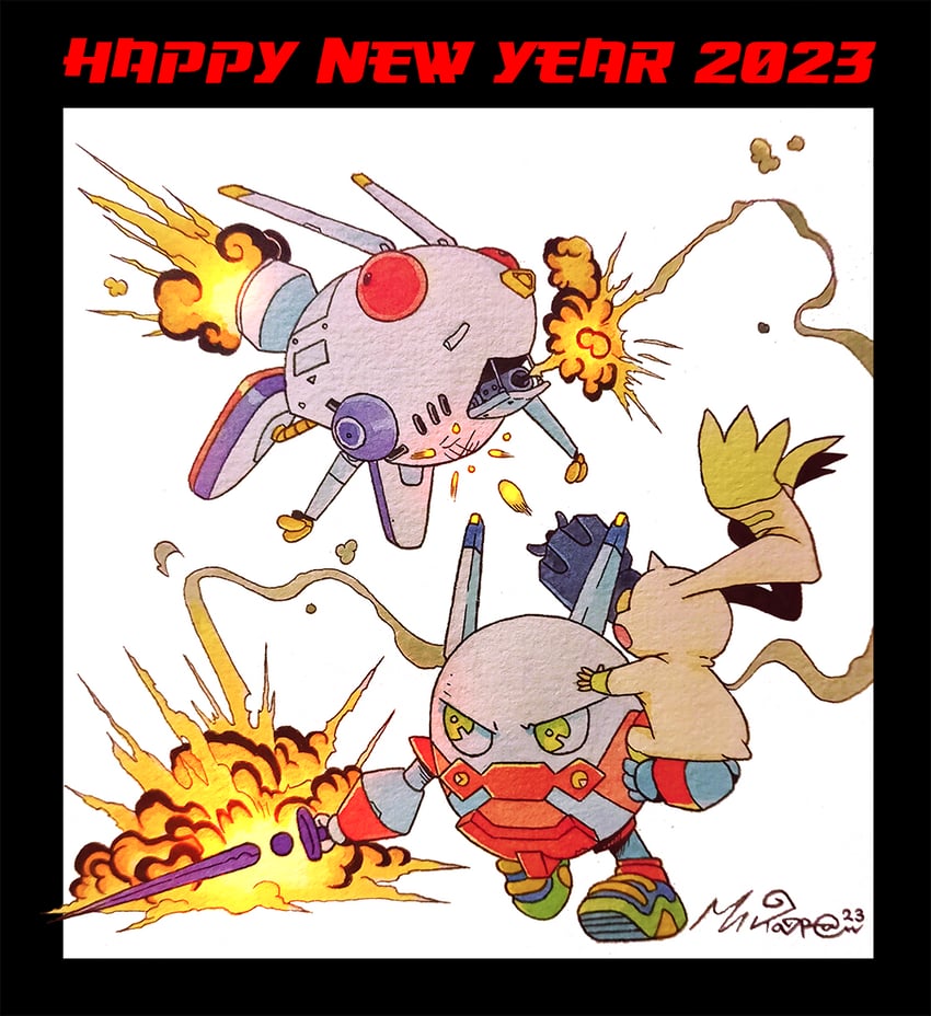 terriermon, robbit, and kid (digimon and 2 more) drawn by taragraphika