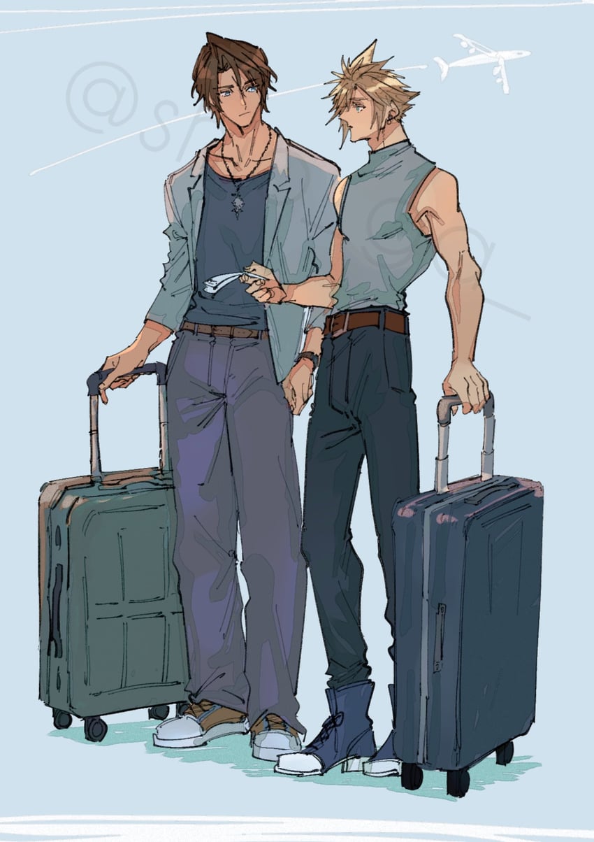 cloud strife and squall leonhart (final fantasy and 2 more) drawn by shio_ga