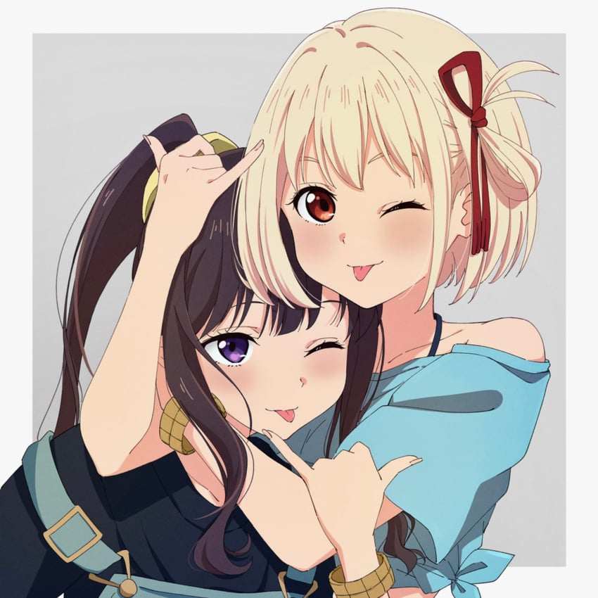 nishikigi chisato and inoue takina (lycoris recoil) drawn by ryuryu_7150