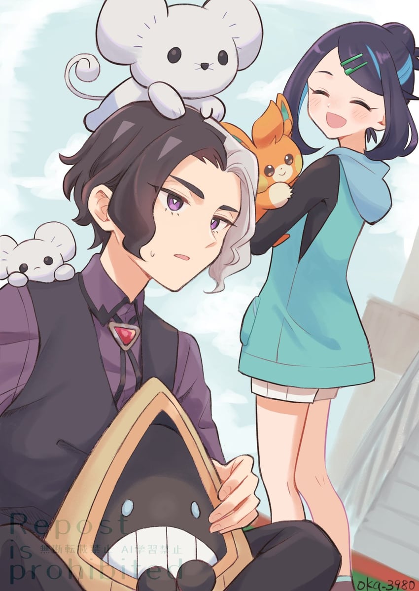 liko, pawmi, amethio, snorunt, and tandemaus (pokemon and 1 more) drawn by oka_3776