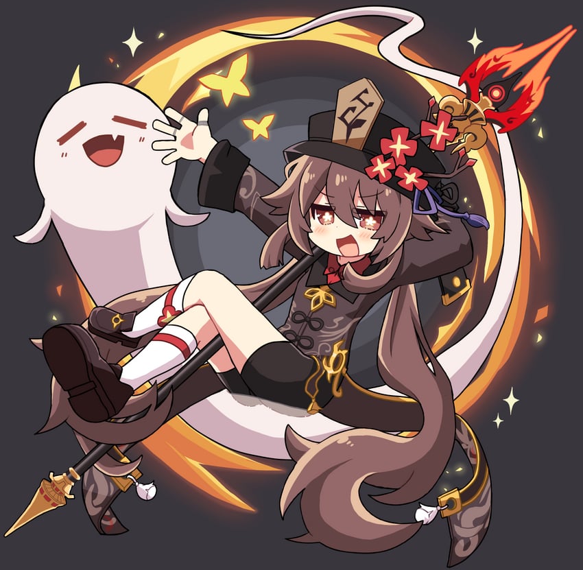 hu tao and boo tao (genshin impact) drawn by dokuta