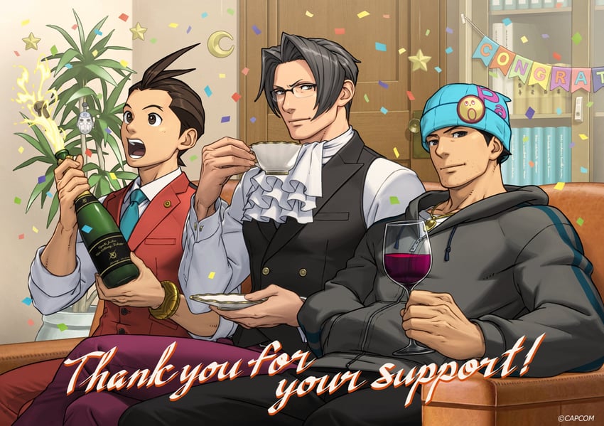phoenix wright, miles edgeworth, and apollo justice (ace attorney and 1 more)