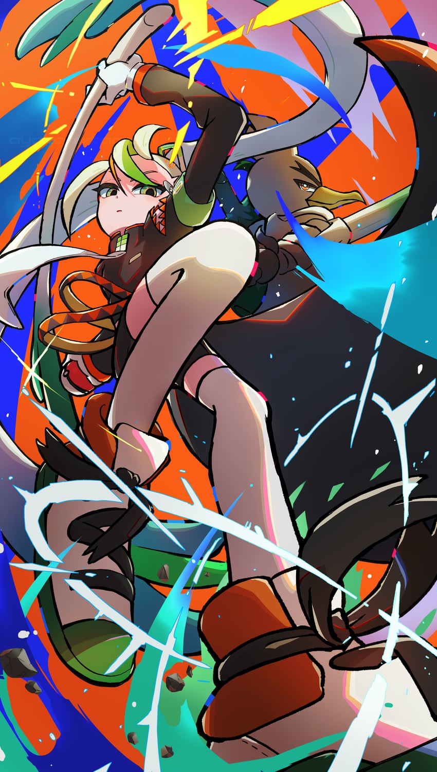 hatsune miku, sirfetch'd, and fighting miku (pokemon and 2 more) drawn by ayaka_mitarashi