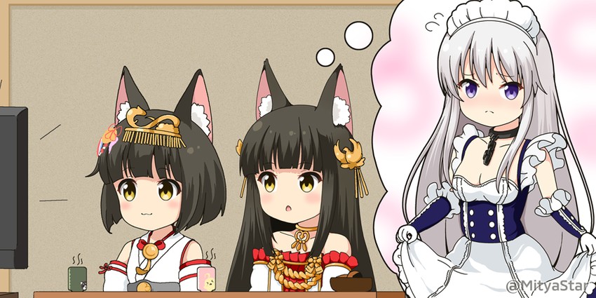 belfast, enterprise, nagato, and mutsu (azur lane) drawn by mitya
