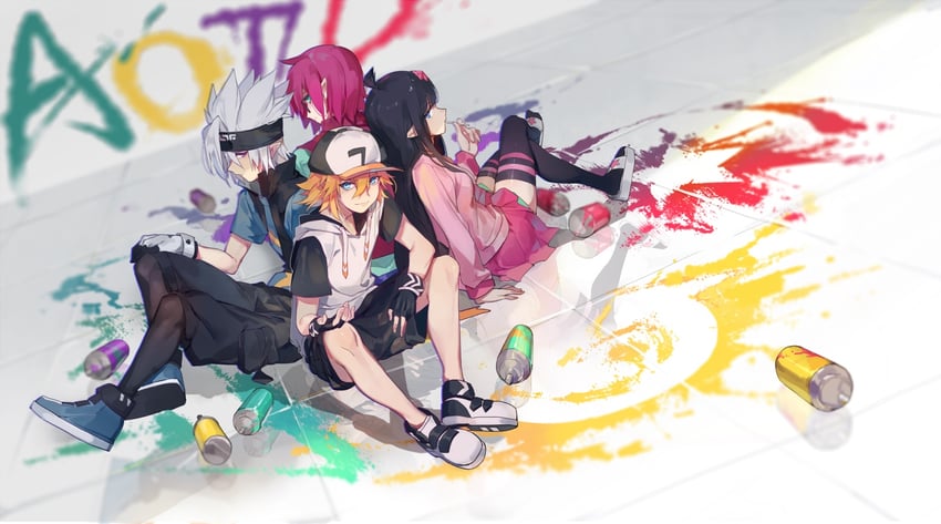 king, grey, kaili, and phantom.s (aotu world) drawn by bokyo