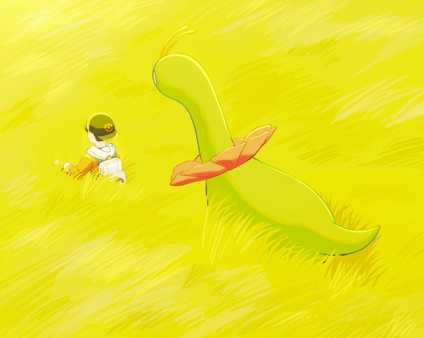 ethan and meganium (pokemon and 1 more) drawn by huyugmy