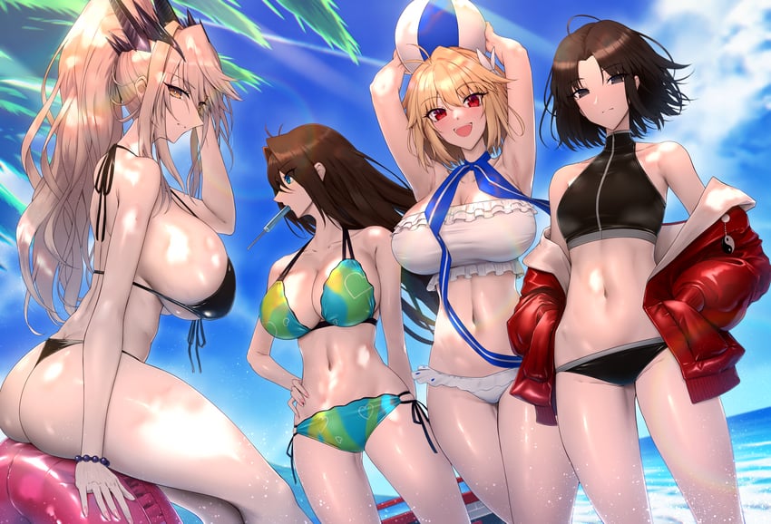 artoria pendragon, arcueid brunestud, ryougi shiki, and aozaki aoko (fate and 5 more) drawn by shiroshisu