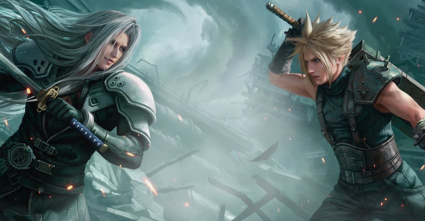 cloud strife and sephiroth (final fantasy and 3 more) drawn by magali_villeneuve