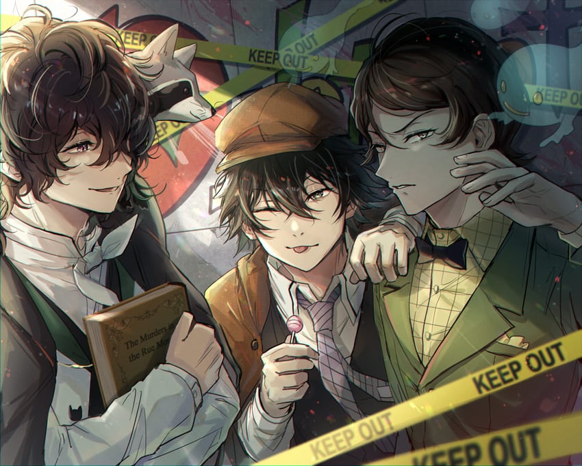 edogawa ranpo, edgar allan poe, and oguri mushitarou (bungou stray dogs) drawn by haveanicedream