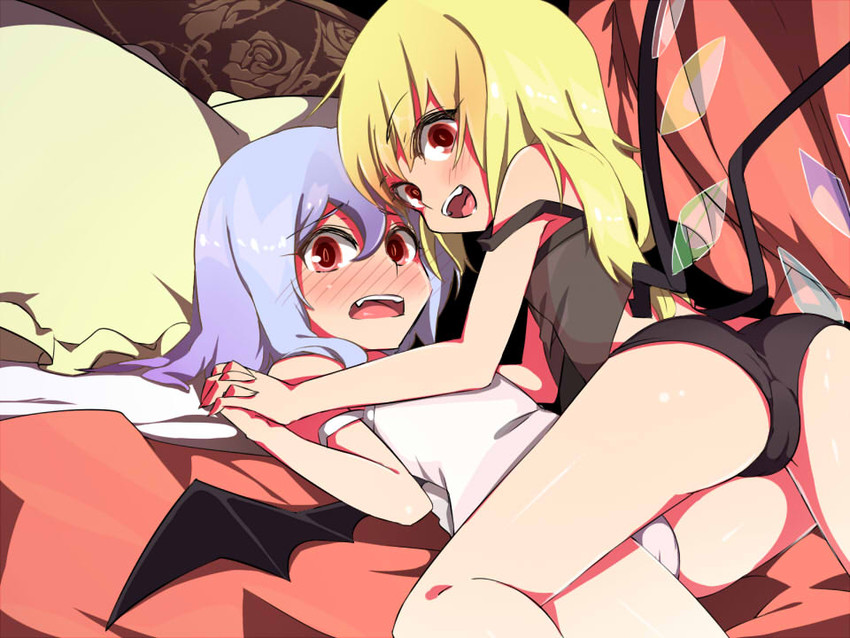 remilia scarlet and flandre scarlet (touhou) drawn by shamo_(koumakantv)