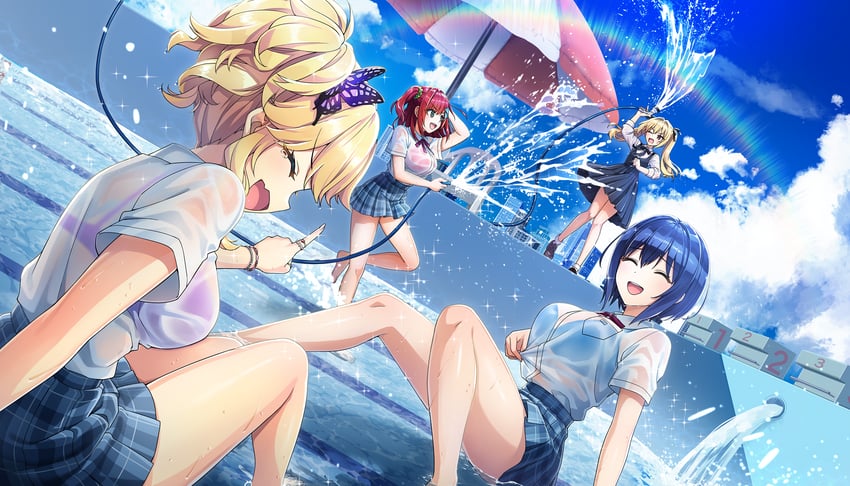 sakimiya iruka, tojou michiru, izumi kiri, and kazami ellen (dolphin wave) drawn by ootomo_takuji