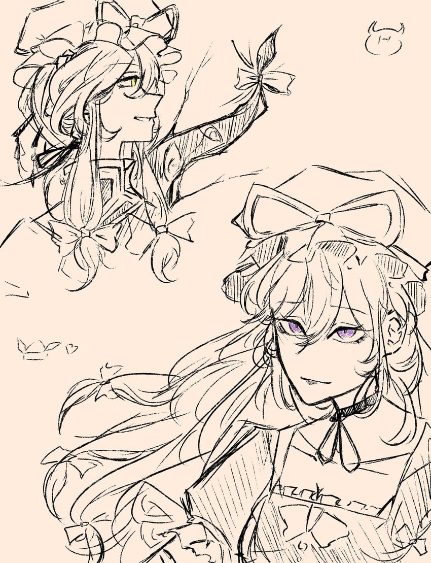 yakumo yukari and matara okina (touhou) drawn by hakuma_(hakuma_okyk)