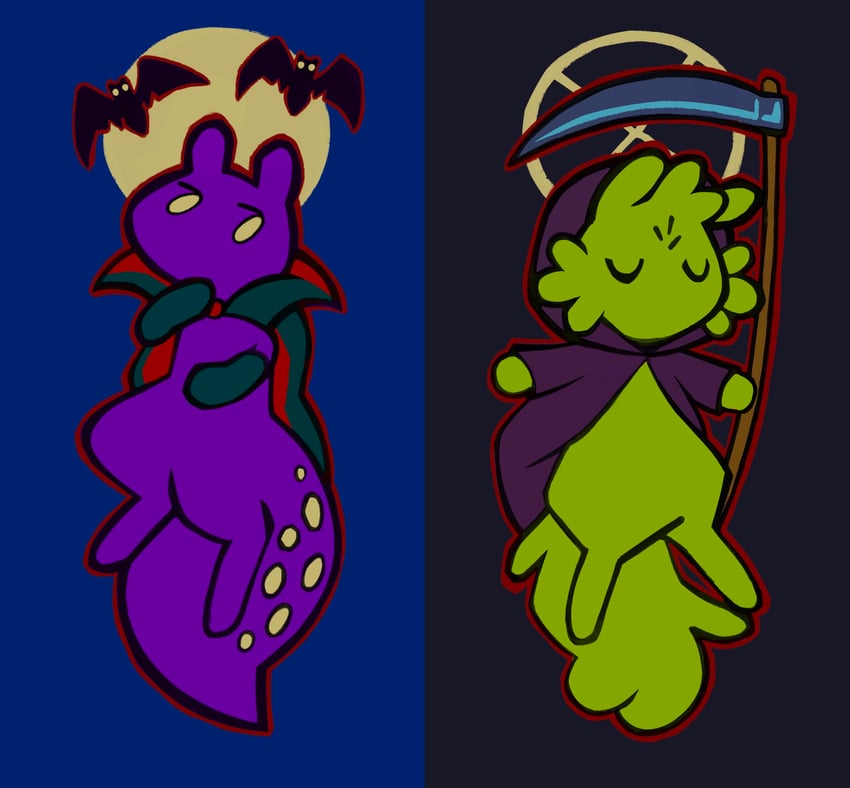 death, grim reaper, spearmaster, saint, and batfly (rain world) drawn by muzyfrile