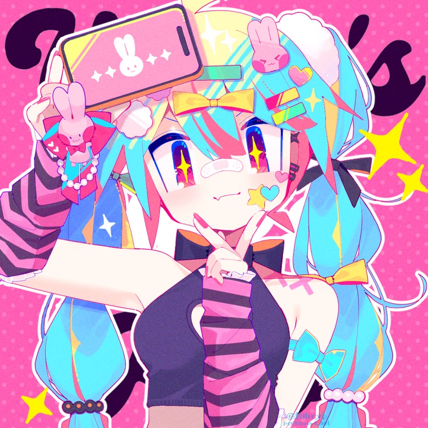 hatsune miku (vocaloid and 1 more) drawn by aoi_tsuyu