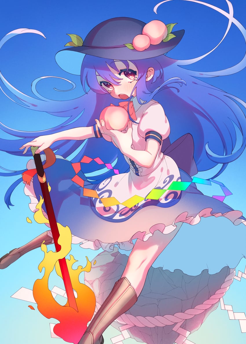 hinanawi tenshi (touhou) drawn by sumiyama_sui