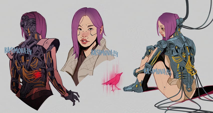 songbird (cyberpunk and 1 more) drawn by kasimova_art