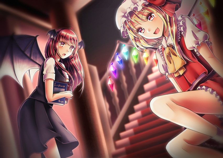 flandre scarlet and koakuma (touhou) drawn by satomi_nori