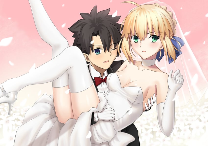 artoria pendragon, saber, and fujimaru ritsuka (fate and 1 more) drawn by longdq3008