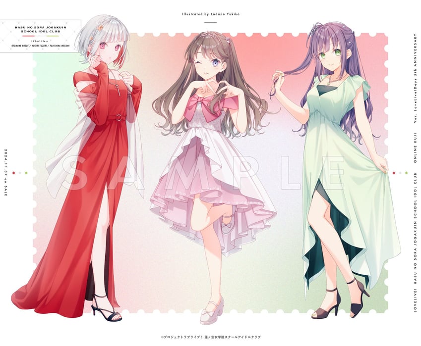 fujishima megumi, otomune kozue, and yugiri tsuzuri (love live! and 1 more) drawn by tadano_yukiko