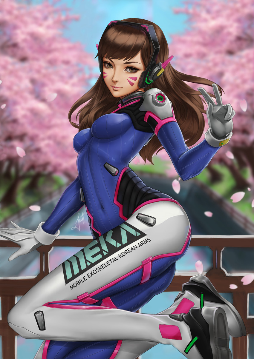d.va (overwatch and 1 more) drawn by suikunart