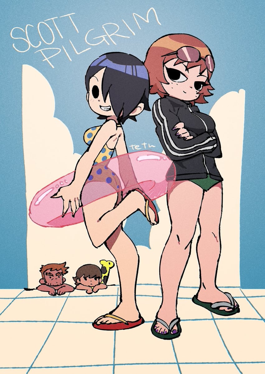 kim pine, knives chau, stephen stills, and neil nordegraf (scott pilgrim and 1 more) drawn by tetsu_(teppei)
