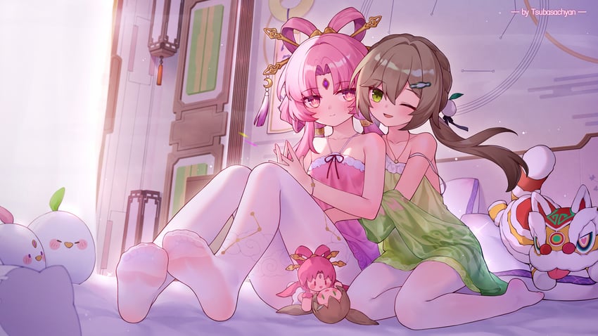 fu xuan and qingque (honkai and 1 more) drawn by tsubasa_tsubasa