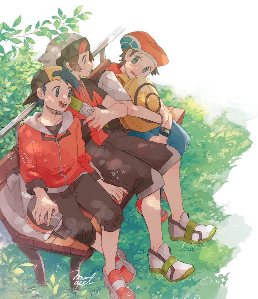 ethan, brendan, and lucas (pokemon and 3 more) drawn by hanenbo