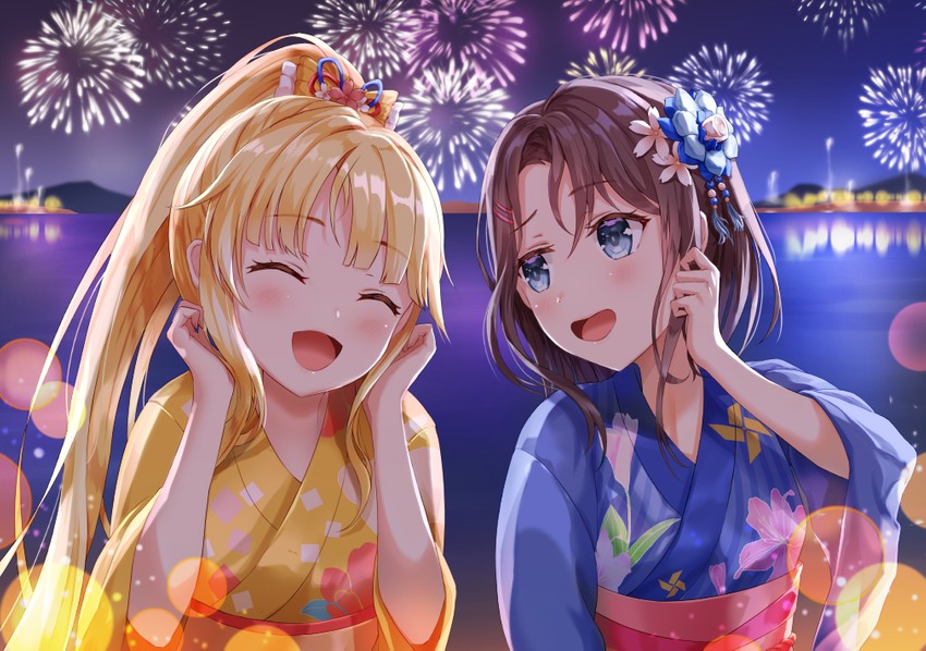 tsurumaki kokoro and okusawa misaki (bang dream!) drawn by lunacle