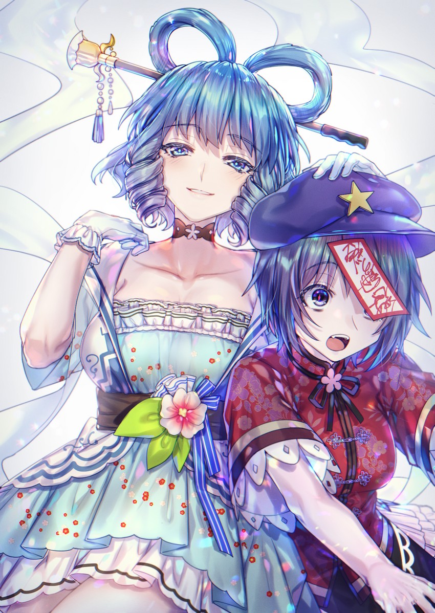 kaku seiga and miyako yoshika (touhou) drawn by here_(hr_rz_ggg)