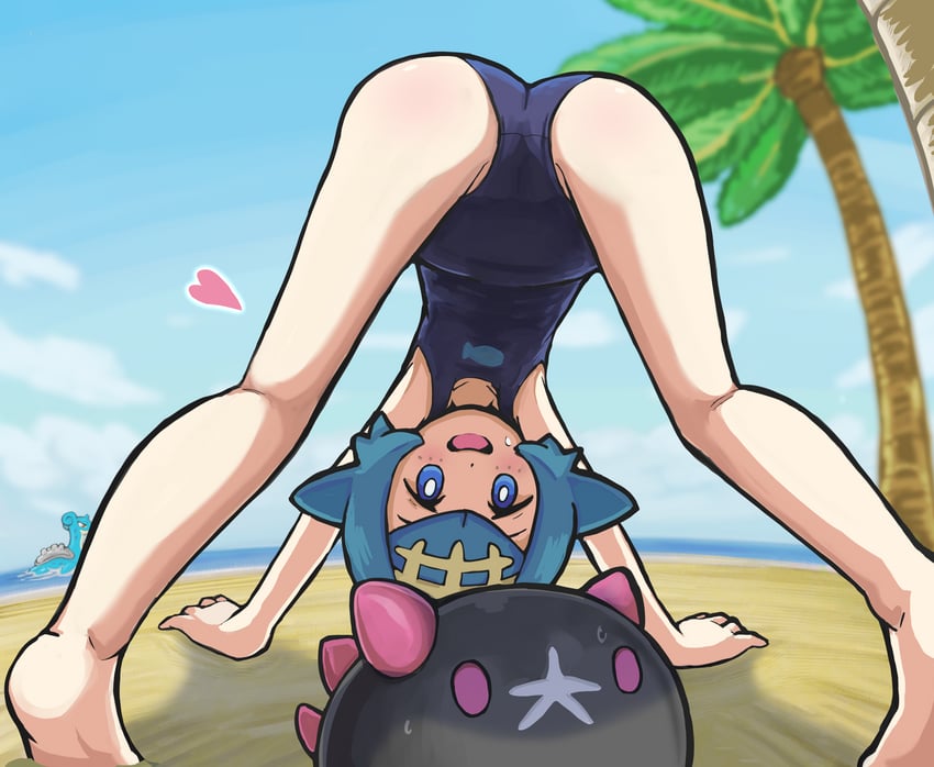 lana, lapras, and pyukumuku (pokemon and 1 more) drawn by takamame