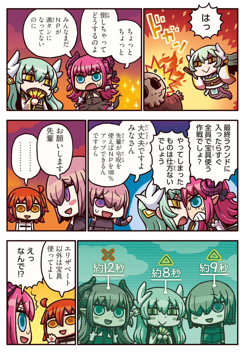mash kyrielight, fujimaru ritsuka, elizabeth bathory, and kiyohime (fate and 2 more) drawn by riyo_(lyomsnpmp)