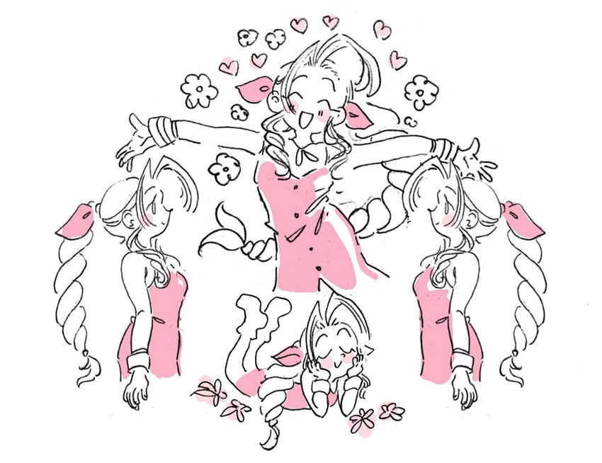 aerith gainsborough (final fantasy and 1 more) drawn by neirorien