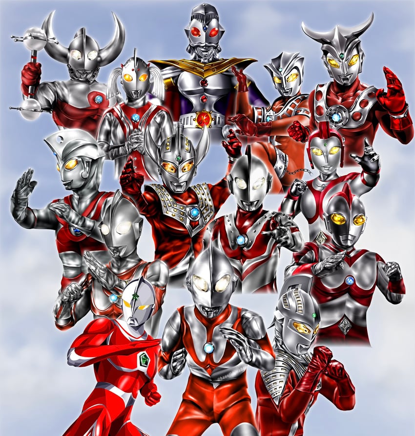 ultraman, ultraseven, ultraman tarou, ultraman jack, zoffy, and 9 more (ultra series and 8 more) drawn by hanejidyna86