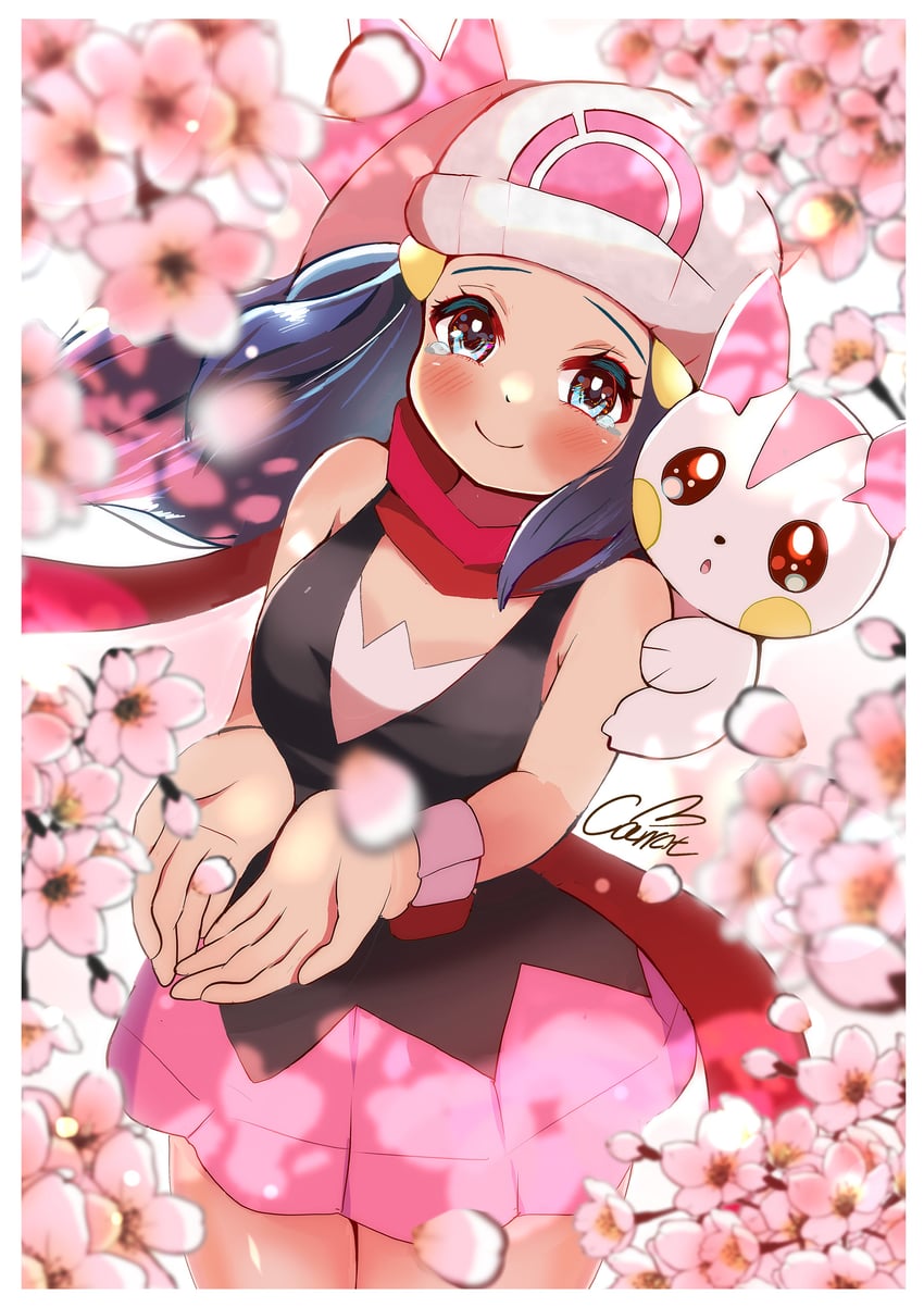 dawn and pachirisu (pokemon and 1 more) drawn by carrot_summer