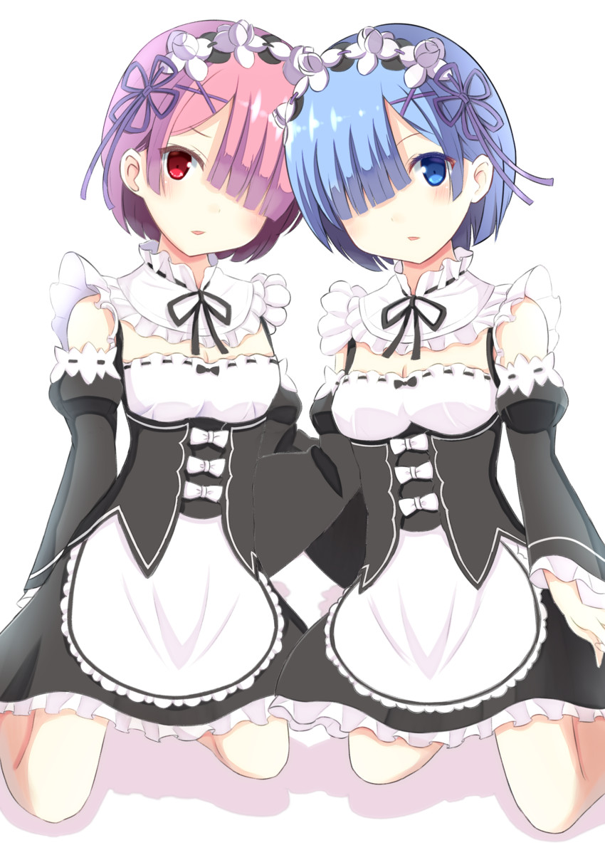 rem and ram (re:zero kara hajimeru isekai seikatsu) drawn by negishio