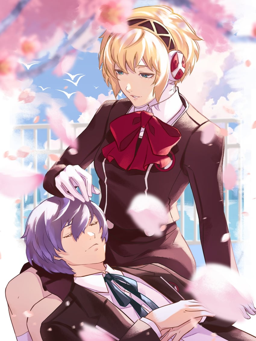 yuuki makoto and aigis (persona and 1 more) drawn by wanderstillart