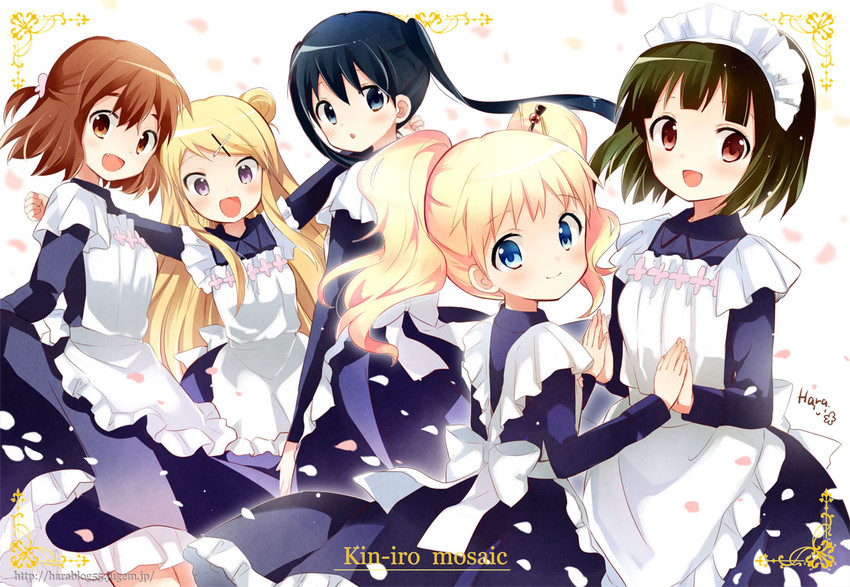 kujou karen, alice cartelet, komichi aya, oomiya shinobu, and inokuma youko (kin-iro mosaic) drawn by hara_yui