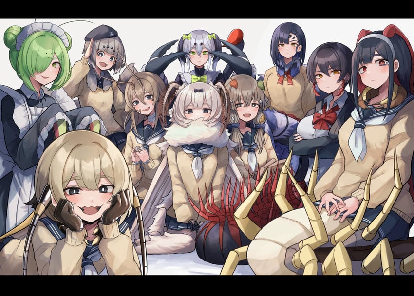 kaiko-chan, emukae kaede, and aoi rika (original and 1 more) drawn by plan_(planhaplalan)