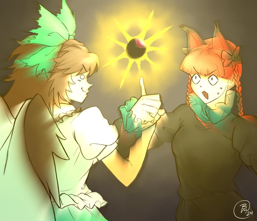 kaenbyou rin and reiuji utsuho (touhou and 1 more) drawn by bread_master