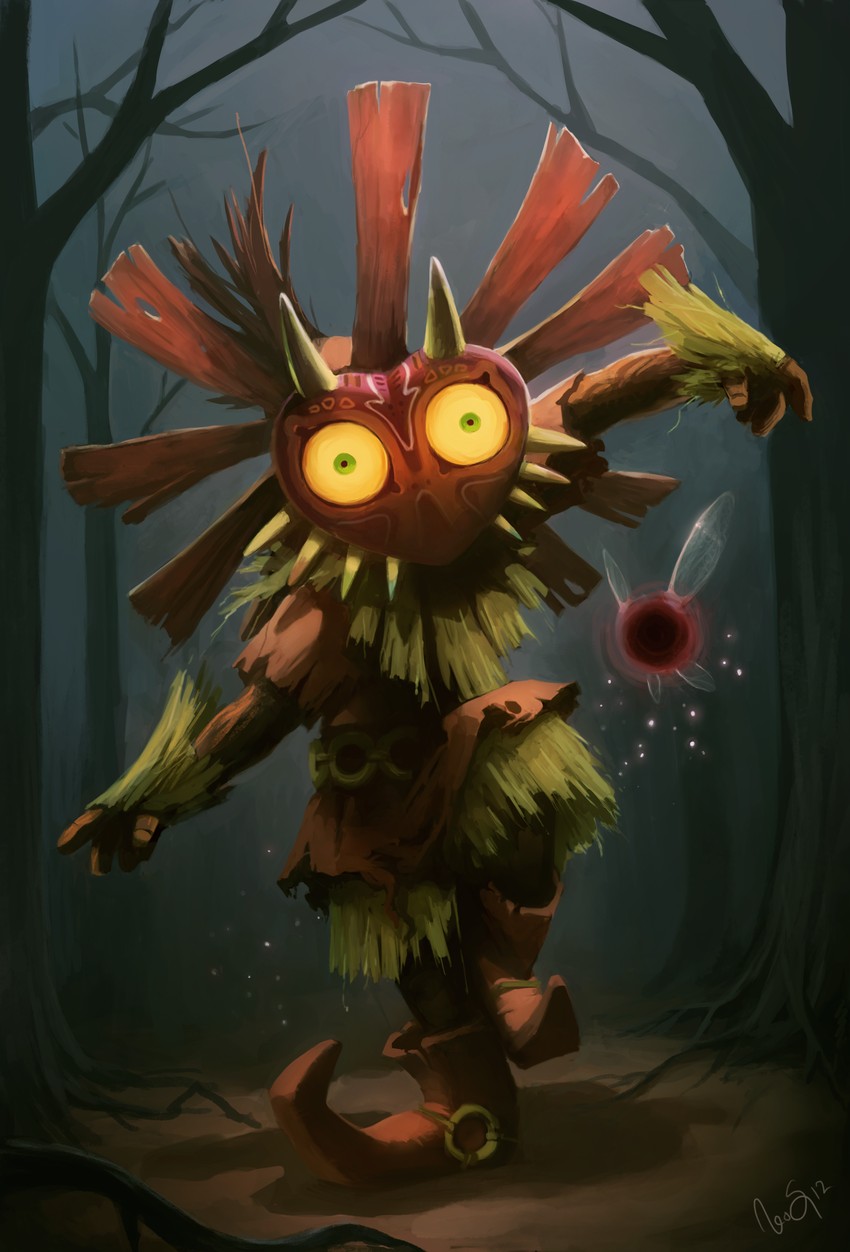 majora, skull kid, and tael (the legend of zelda and 1 more) drawn by golden-whale