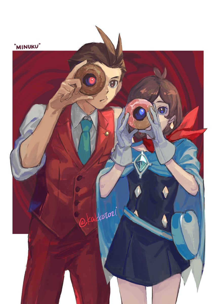 apollo justice and trucy wright (ace attorney and 1 more) drawn by kakkotozi