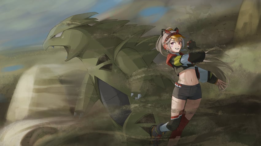 tyranitar and komori met (pokemon and 1 more) drawn by ury