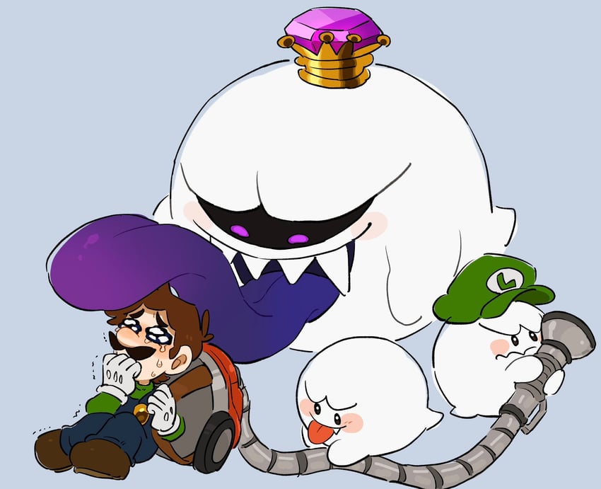luigi, boo, and king boo (mario and 1 more) drawn by mimimi_(mimimim9999)