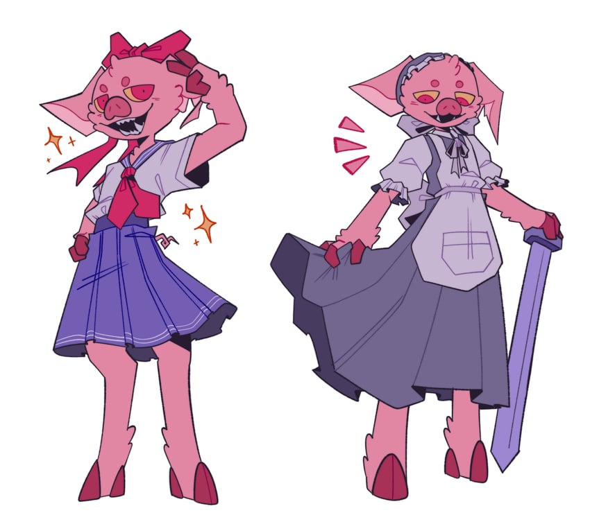 technoblade and techno-chan (minecraft youtube) drawn by vivi_(viridescenttemple)